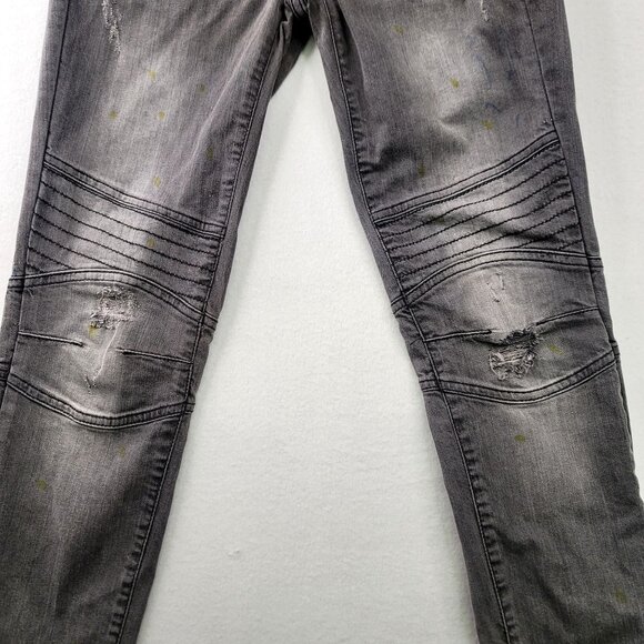 Vintage1 Black Distressed Skinny Jeans Zipper Ankle Stitch Detailing Size 25 - Picture 3 of 15